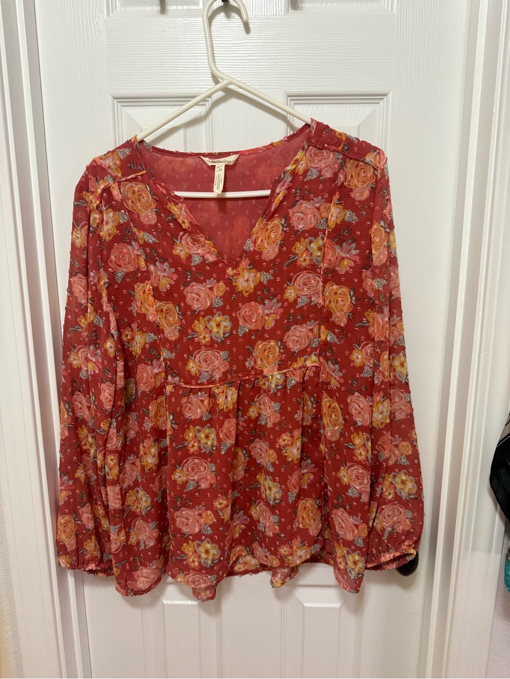 Matilda Jane Rust Red Floral V-Neck Long Sleeve Tunic
